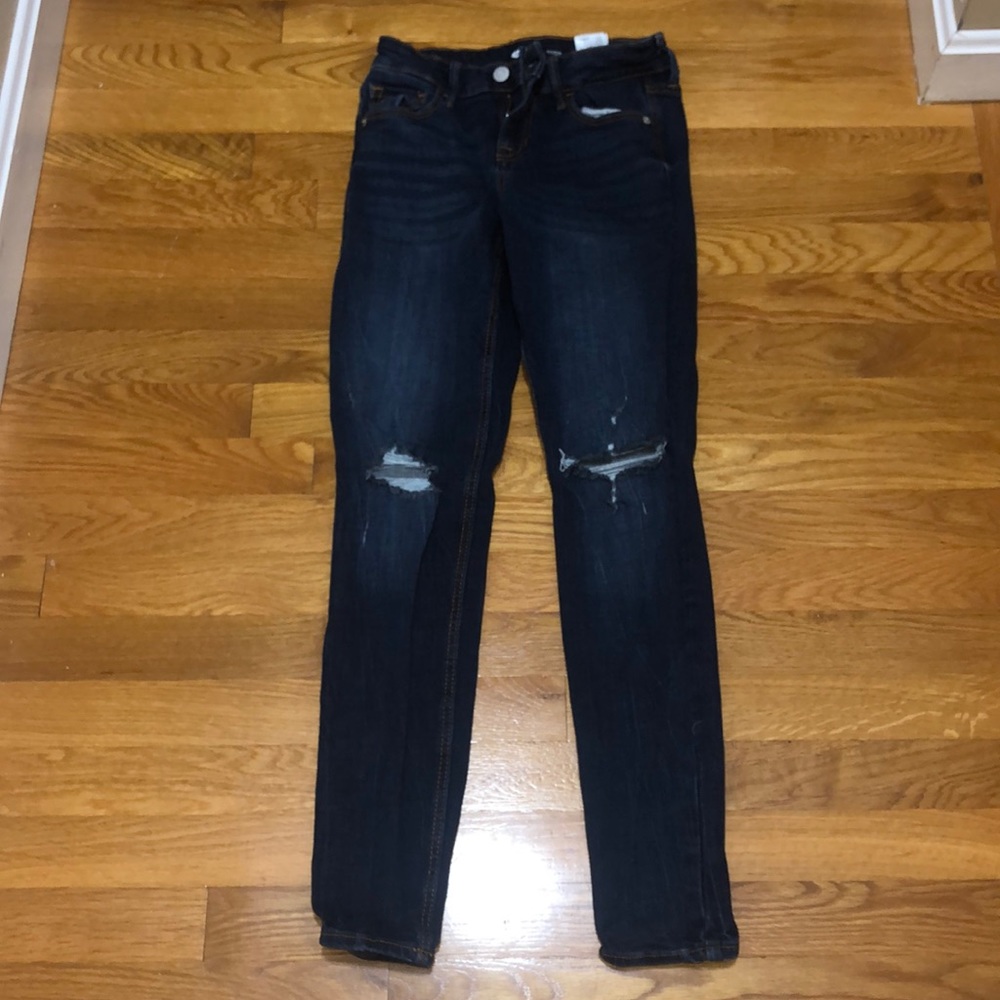 Dark wash ripped jeans